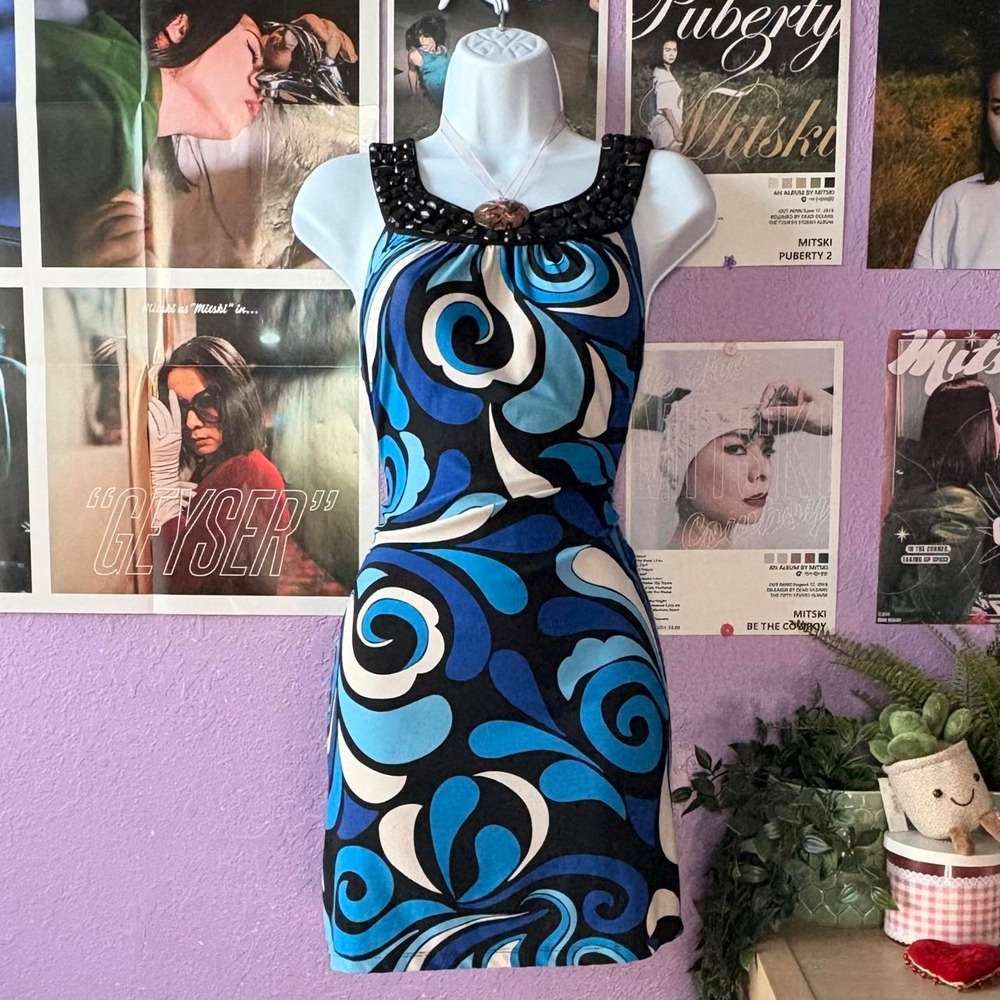Y2K Hot Tempered Psychedelic Swirl Dress